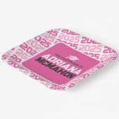 Personalisierter Abschluss in Pink und Weiß Pappteller (Gewinkelt)