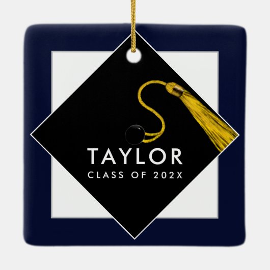 Personalisierter Abschluss Keepake Keramikornament (Rückseite)