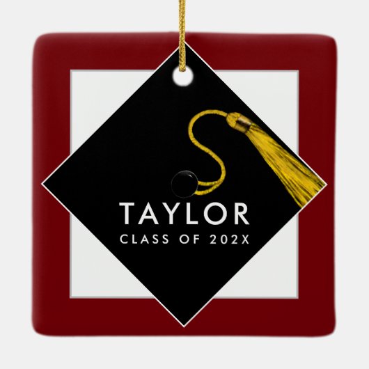 Personalisierter Abschluss Keepake Keramikornament (Rückseite)