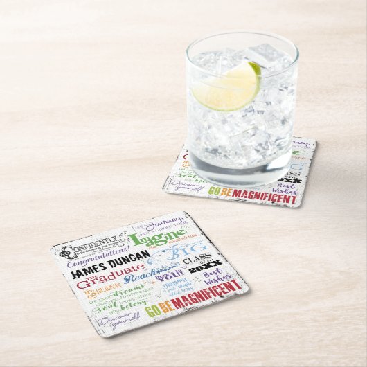 Personalisierter Abschluss Kunst Rechteckiger Pappuntersetzer (Vor Ort)