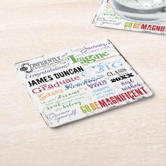 Personalisierter Abschluss Kunst Rechteckiger Pappuntersetzer (angewinkelt)