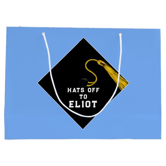 Personalisierter Abschluss Light Blue Grosse Gesch Große Geschenktüte (Rückseite)