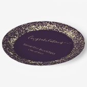 Personalisierter Abschluss Lila GoldGlitzer Pappteller (Schrägansicht)