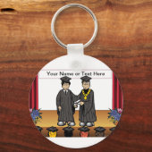 Personalisierter Abschluss - Männlicher Cartoon Schlüsselanhänger (Vorderseite)