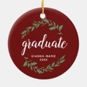 Personalisierter Abschluss mit festem Kranz Keramik Ornament (Hinten)