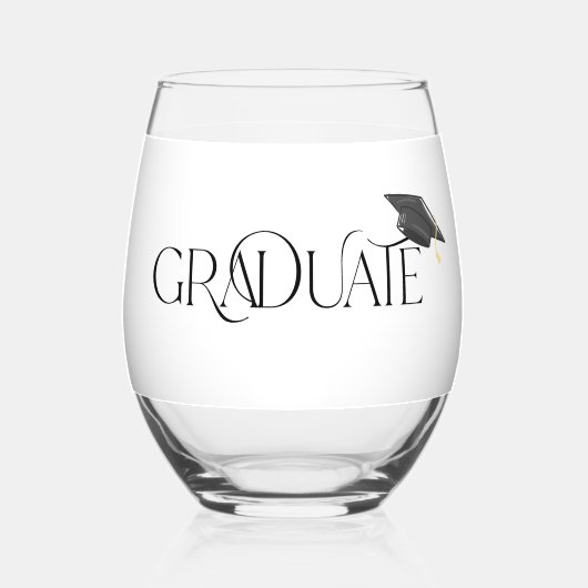 Personalisierter Abschluss mit Grad Cap-Klasse Weinglas Ohne Stiel (Vorderseite)