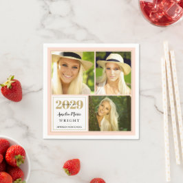 Personalisierter Abschluss mit klassischem Blush u Serviette