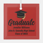 Personalisierter Abschluss mit Red Black Graduate Ornament Aus Glas (Vorderseite)