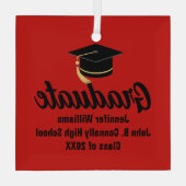 Personalisierter Abschluss mit Red Black Graduate Ornament Aus Glas (Rückseite)