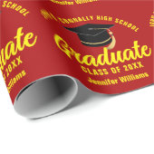 Personalisierter Abschluss mit rotem Gelbgradun Geschenkpapier (Rolleneckpunkt)