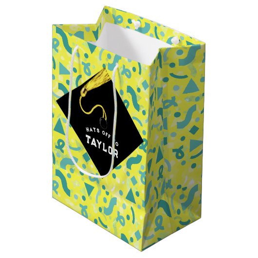 Personalisierter Abschluss Mittlere Geschenktasche Geschenktüte (Vorderseite Schrägansicht)