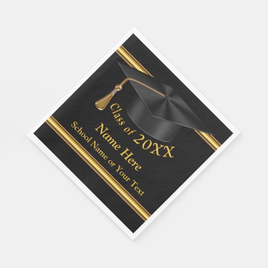 Personalisierter Abschluss Napkins aus Schwarz und Serviette (Ecke)