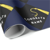 Personalisierter Abschluss Navy Blue Geschenkpapier (Rolleneckpunkt)