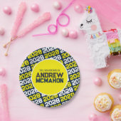 Personalisierter Abschluss Navy Blue und Yellow Pappteller (Party)