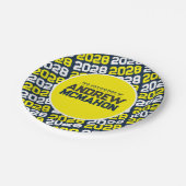 Personalisierter Abschluss Navy Blue und Yellow Pappteller (Schrägansicht)