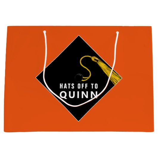 Personalisierter Abschluss Orange große Geschenkta Geschenktüte (Vorderseite)