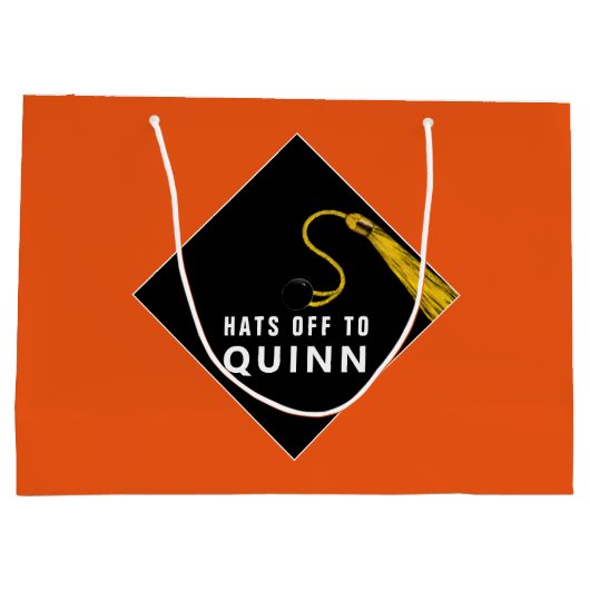 Personalisierter Abschluss Orange große Geschenkta Geschenktüte (Rückseite)