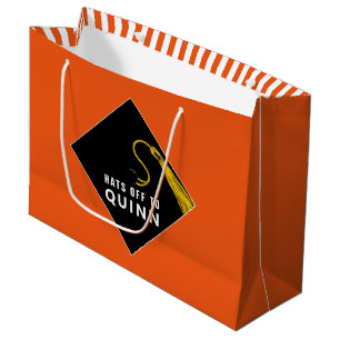 Personalisierter Abschluss Orange große Geschenkta Geschenktüte