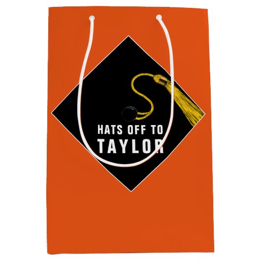 Personalisierter Abschluss Orange Medium Geschenkt Mittlere Geschenktüte (Vorderseite)