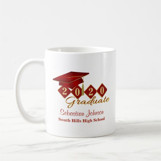 Personalisierter Abschluss Red & Gold 20XX Kaffeetasse (Links)
