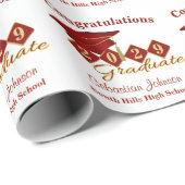 Personalisierter Abschluss Red & Gold Geschenkpapier (Rolleneckpunkt)