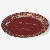 Personalisierter Abschluss Red Gold Glitzer Pappteller (Schrägansicht)