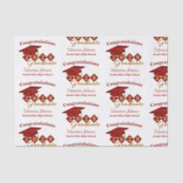 Personalisierter Abschluss Red & Gold Seidenpapier