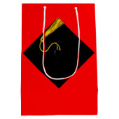 Personalisierter Abschluss Rot Mittlere Geschenktüte (Rückseite)