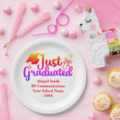 Personalisierter Abschluss rot, orange Lila Pappteller (Party)