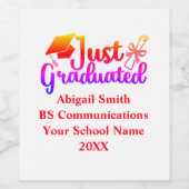 Personalisierter Abschluss rot, orange Lila Weinetikett (Einzelnes Label)