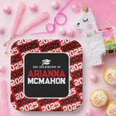 Personalisierter Abschluss rot/schwarz Pappteller (Party)