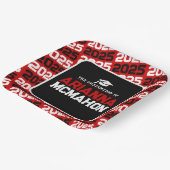 Personalisierter Abschluss rot/schwarz Pappteller (Gewinkelt)