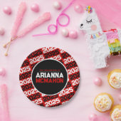 Personalisierter Abschluss rot/schwarz Pappteller (Party)