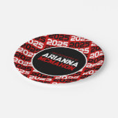 Personalisierter Abschluss rot/schwarz Pappteller (Schrägansicht)