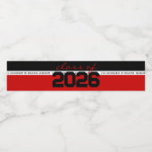 Personalisierter Abschluss rot/schwarz Wasserflaschenetikett (Einzelnes Label)