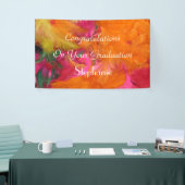 Personalisierter Abschluss Sign Orange/Pink Federn Banner (Messeveranstaltung)