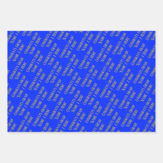 Personalisierter Abschluss wünscht Elegantes Blau Geschenkpapier Set (Vorderseite 2)