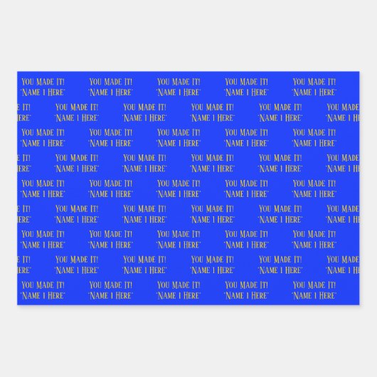 Personalisierter Abschluss wünscht Elegantes Blau  Geschenkpapier Set (Vorderseite)