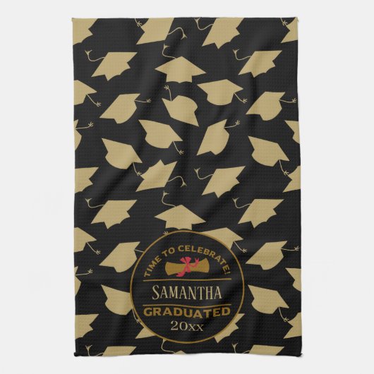 Personalisierter Abschluss | Zeit zum Feiern Geschirrtuch (Vertikal)