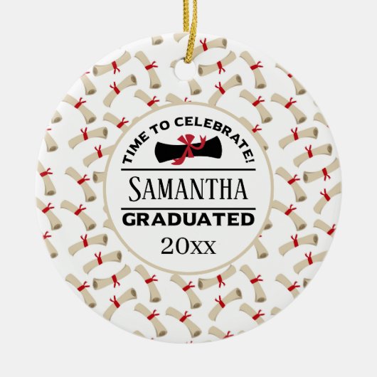 Personalisierter Abschluss | Zeit zum Feiern Keramik Ornament (Vorne)
