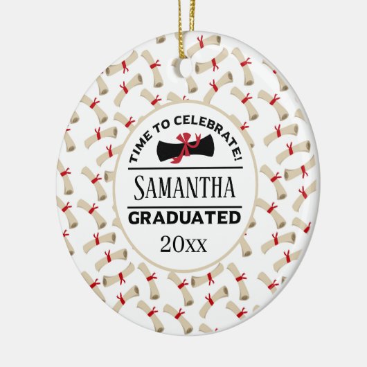 Personalisierter Abschluss | Zeit zum Feiern Keramik Ornament (Links)