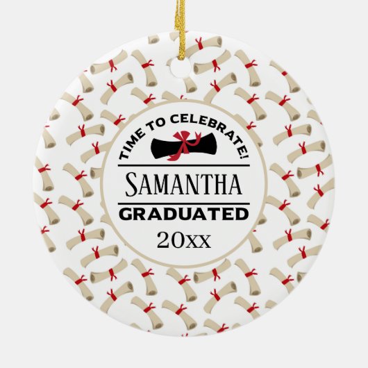 Personalisierter Abschluss | Zeit zum Feiern Keramik Ornament (Hinten)