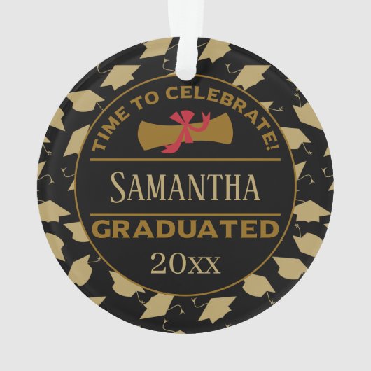 Personalisierter Abschluss | Zeit zum Feiern Ornament (Rückseite)