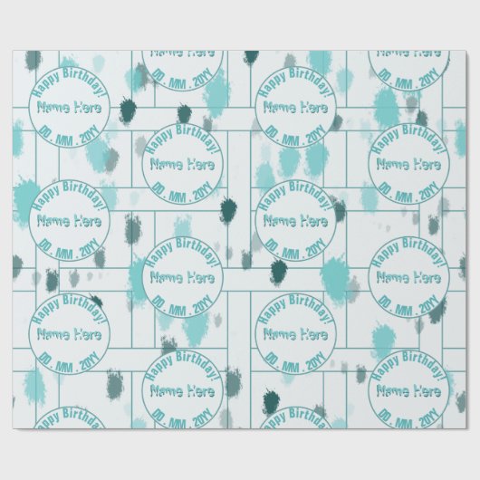 Personalisierter Abstrakter blauer grauer Farbschl Geschenkpapier (Flach)