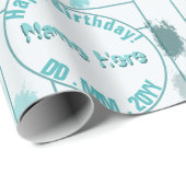 Personalisierter Abstrakter blauer grauer Farbschl Geschenkpapier (Rolleneckpunkt)