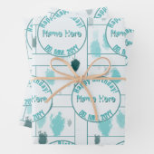 Personalisierter Abstrakter blauer grauer Farbschl Geschenkpapier Set (Beispiel)