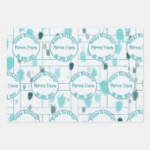 Personalisierter Abstrakter blauer grauer Farbschl Geschenkpapier Set (Vorderseite)