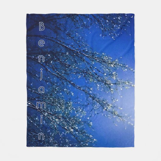 Personalisierter Abstrakter Blue Icy Tree Fleecedecke (Vorderseite)