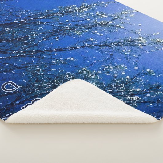 Personalisierter Abstrakter Blue Icy Tree Sherpadecke (3/4)