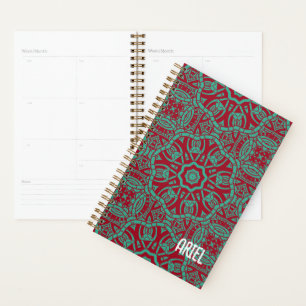 Personalisierter Abstrakter Burgund Emerald Green Planer